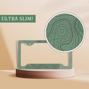 Topographic Map License Plate Frame, Green License Plate Frame, Mens License Plate Holder, Guys Gift Idea, Green Car Accessory