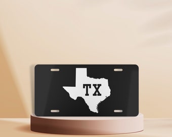 Texas License Plate, Black Front License Plate, Texas Decor, Cute Car Accessory, Modern Vanity License Plate, State License Plate