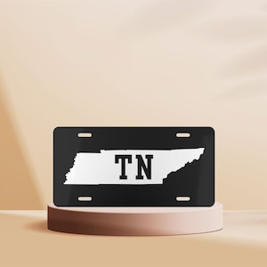 Tennessee License Plate, Black Front License Plate, Tennessee Decor, Cute Car Accessory, Modern Vanity License Plate, State License Plate