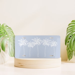 Palm Tree License Plate, Beach Vanity License Plate, Cute Car Accessory, Blue License Plate, Coastal Front License Plate, Beach Accessory