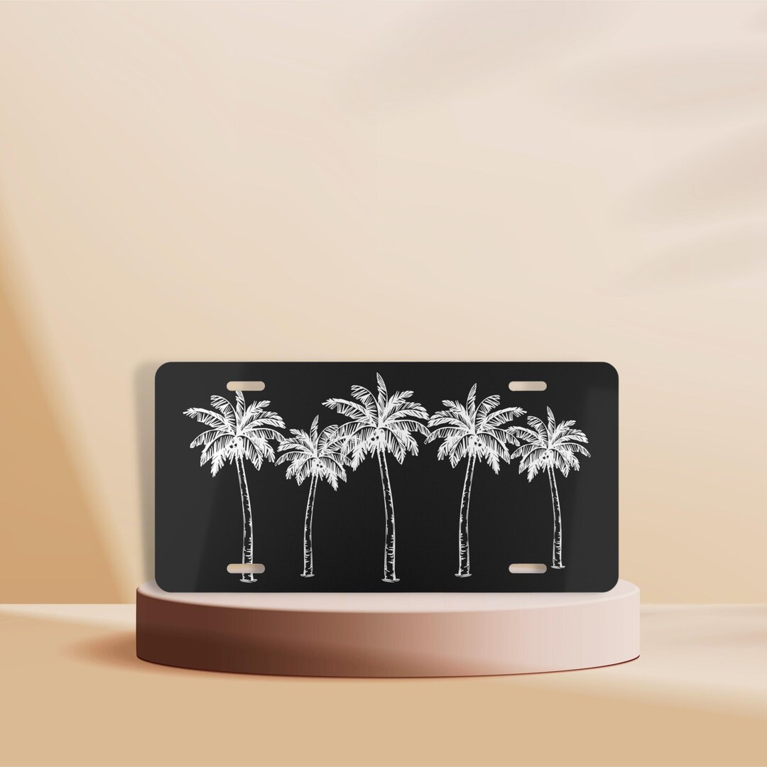 Black License Plate, Cute Palm Tree License Plate, Beach Vanity License