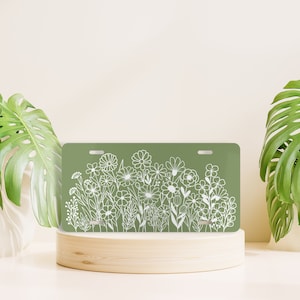Wildflower License Plate, Green Vanity License Plate, Flower Front License Plate, Cute License Plate, Girls Gift Idea
