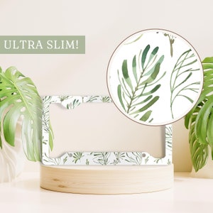 Green Leaf License Plate Frame, Minimal License Plate Frame, Cute Car Accessory, Girl Gift Idea, Girls License Plate Holder, Cute Gift Idea