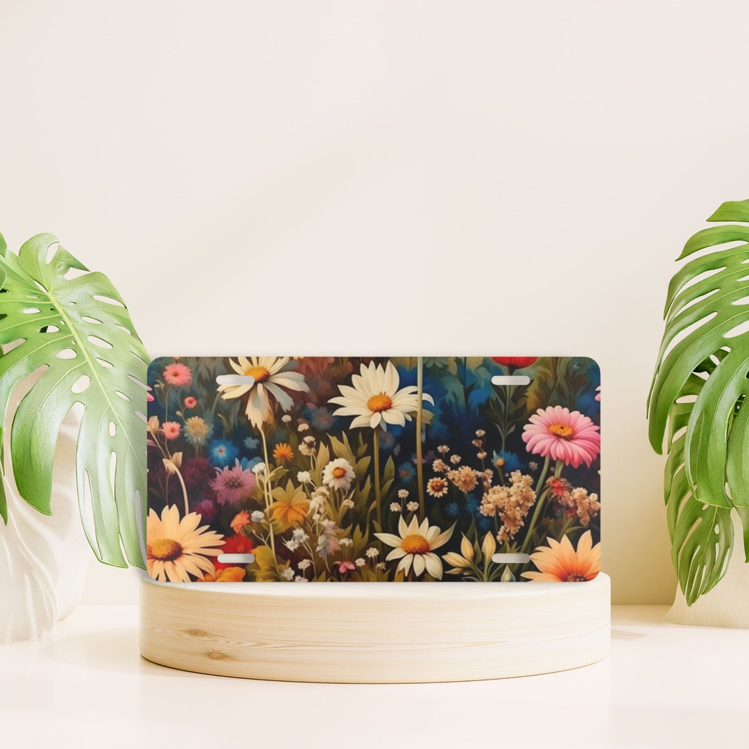 Wildflower License Plate Floral Front License Plate Daisy Etsy