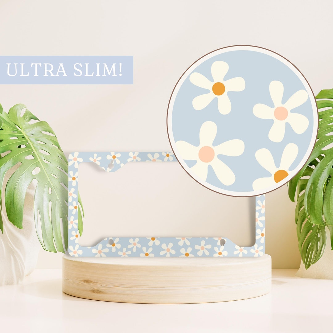 Daisy Metal License Plate Frame Blue License Plate Frame Etsy