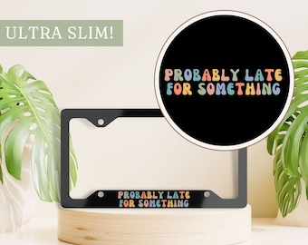 Retro Metal License Plate Frame, Funny License Plate, Black License Plate Frame, Colorful License Plate Holder, Cute Car Accessory
