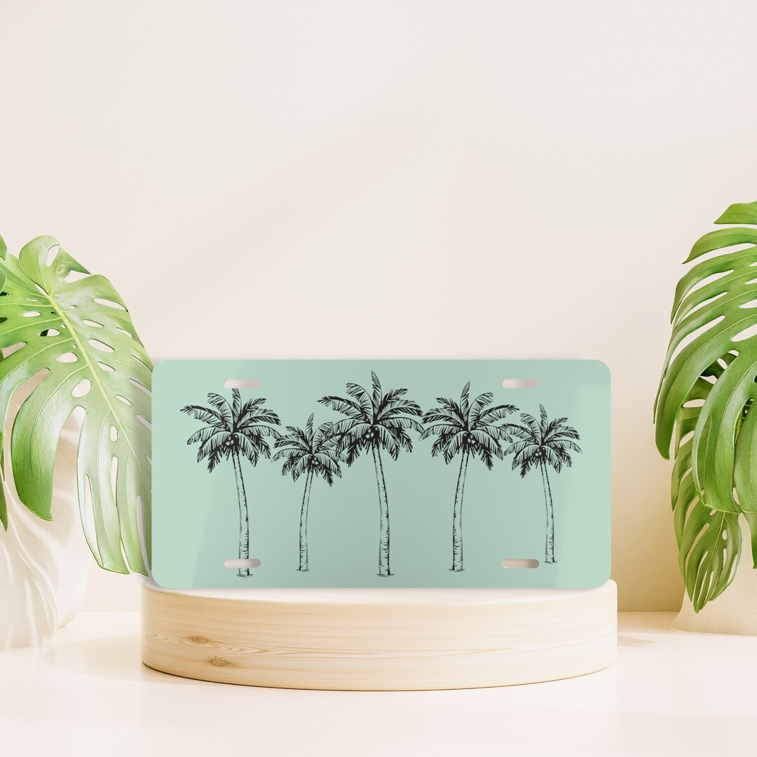 Palm Tree License Plate Coastal License Plate Beach Front Etsy