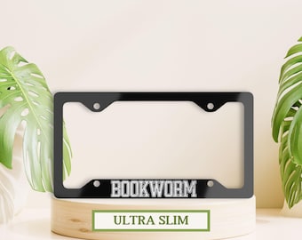 Book Lover License Plate Frame, Reading Gift, Black License Plate Cover, Bookworm License Plate Cover, Cute Car Accessory, Book Gift