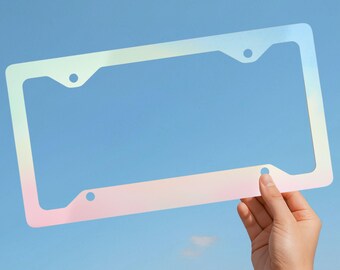 Pastel Rainbow Watercolor License Plate Frame, Colorful Car Accessory