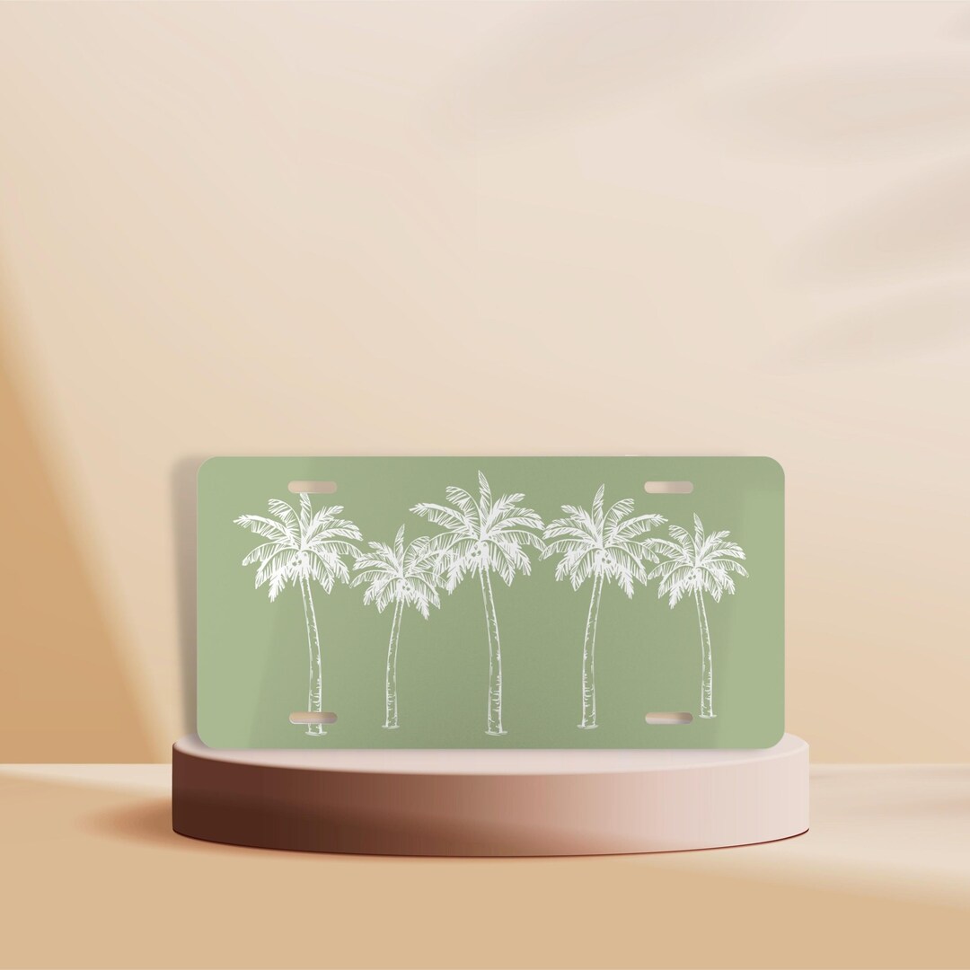Colorful Palm Tree License Plate Frame - Hawaii Style Car Accessory, Fits Standard 12.3x6.3 Inch Plates