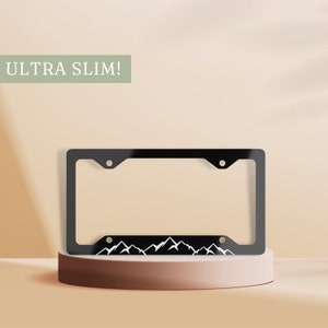 Mountain License Plate Frame, Black License Plate Frame, Hiking Car Accessory, Cute Car Accessory, Black License Plate Cover