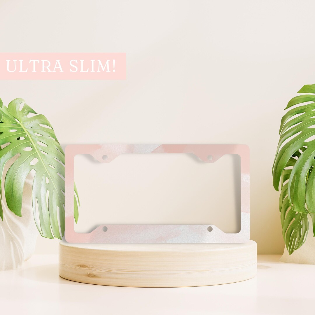 Pink License Plate Frame, Abstract Metal License Plate Frame, Cute