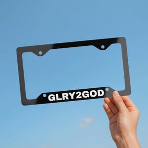 Christian License Plate Frame, Black Car Accessory, Religious Decor, Auto Enthusiast Merchandise, Glory To God, Black License Plate Holder