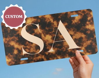 Custom Tortoise Shell License Plate, Initials Vanity Plate