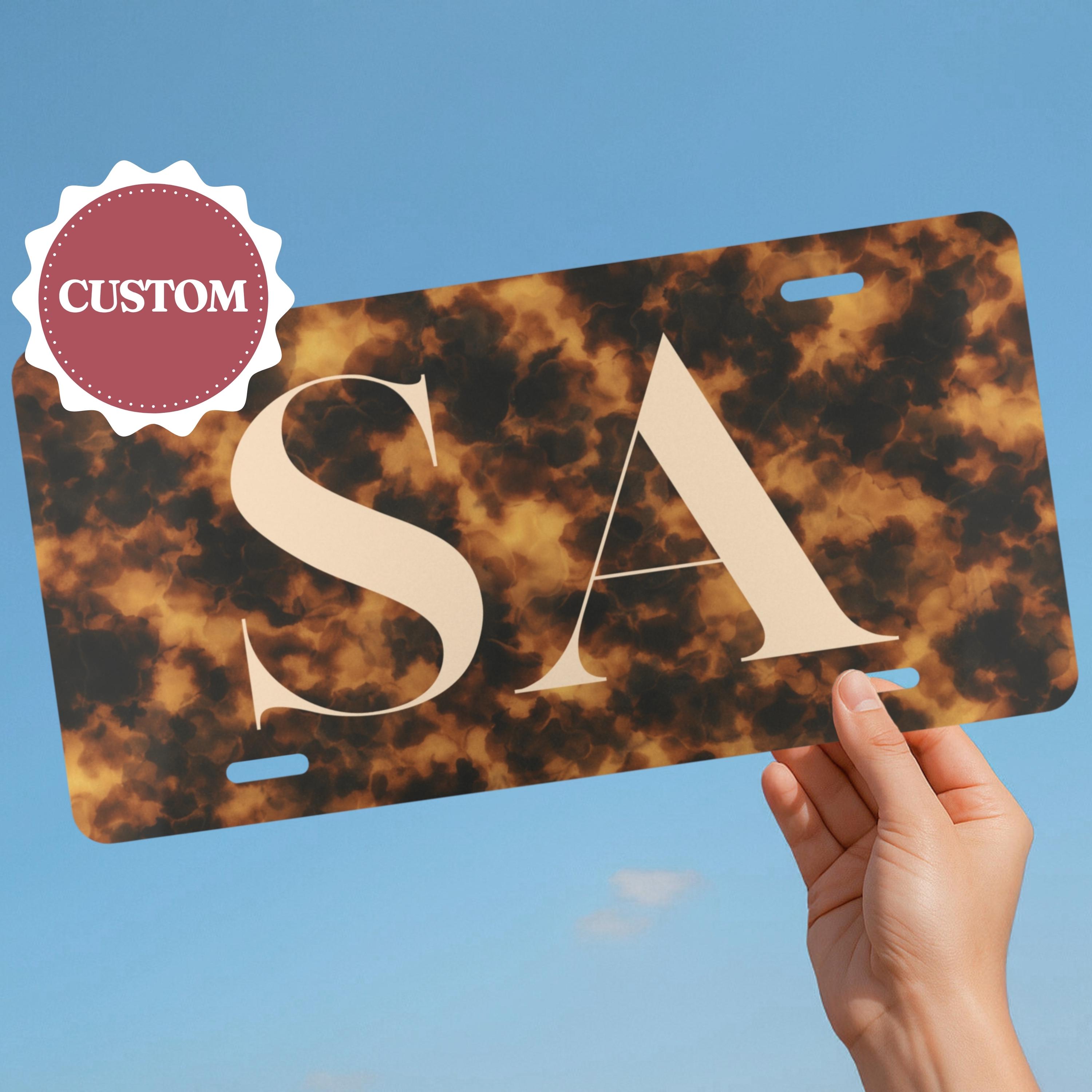 Custom Tortoise Shell License Plate, Initials Vanity Plate - Etsy