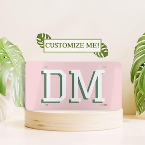 Custom Initial License Plate, Retro License Plate, Personalized Car Accessory, Monogram Front License Plate, Cute Car Accessory, Car Decor