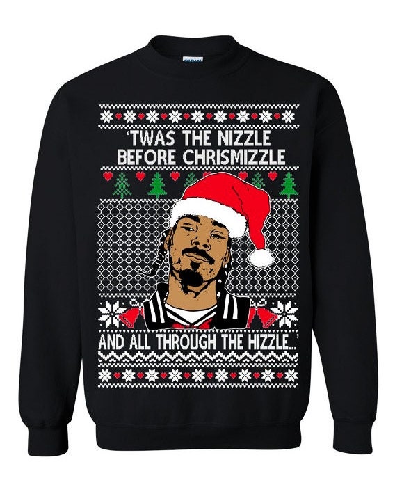 Snoop Dogg Christmas Ugly Sweater Twas the nizzle before chrismizzle and all through the hizzle