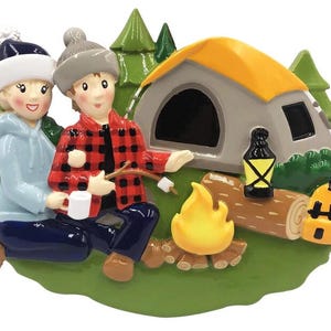 Camp Fire Family of 2 Personalized Christmas Ornament Decoration Christmas Decoration Couple free personalization