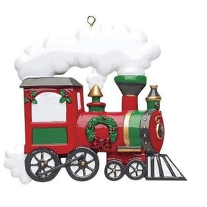 Train Green and Red and Blue Personalized Christmas Ornament
