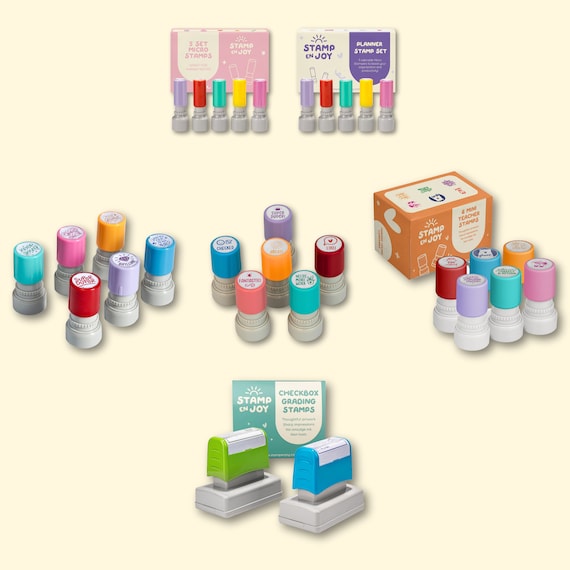 Stamp Joy - Premium Refill Ink for Self Inking Stamps and Stamp Pads, Ink  Pads, Water-Based, 8 Color Set