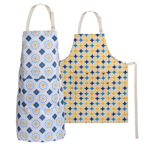 Adjustable Apron, Water resistant, with Pocket, Neck Strap, Long Tie, 240GSM Polyester, Ultra Thin and Light Weight (2 Pack)