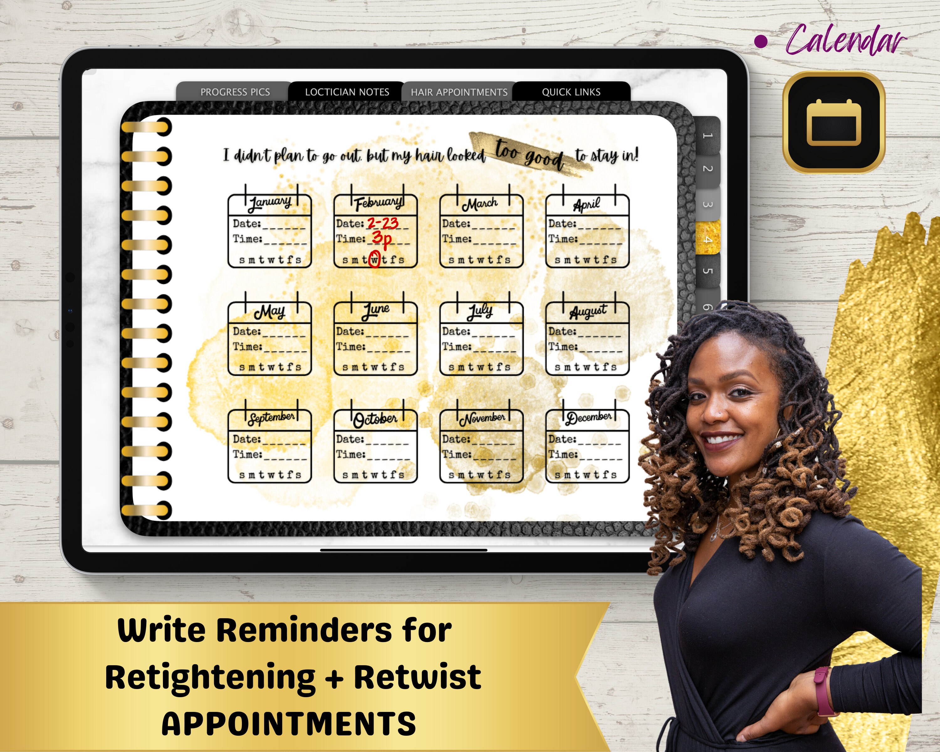 Microlocs Tool for Black Girl With Locks Digital Goodnotes Journal