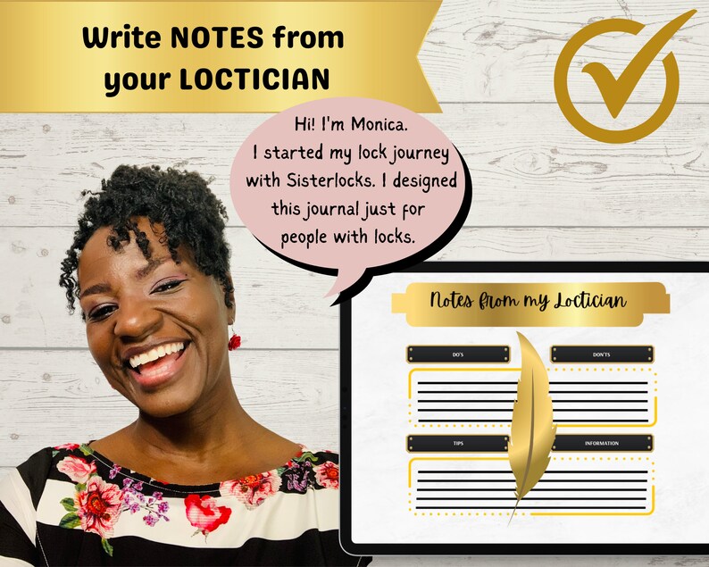 Microlocs Tool for Black Girl With Locks Digital Goodnotes Journal