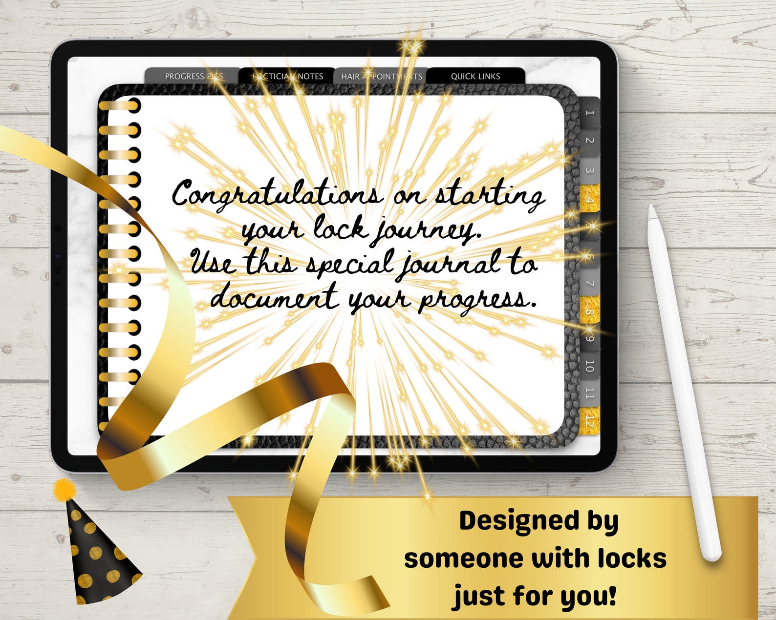 Microlocs Tool for Black Girl With Locks Digital Goodnotes Journal