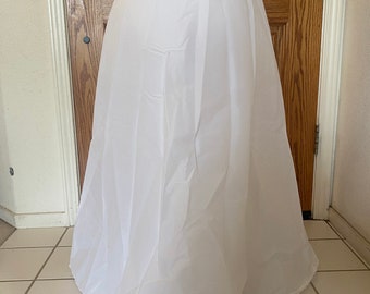 Vtg 80s Malco Modes White Long Petticoat Half Slip Wedding Bridal Formal XS