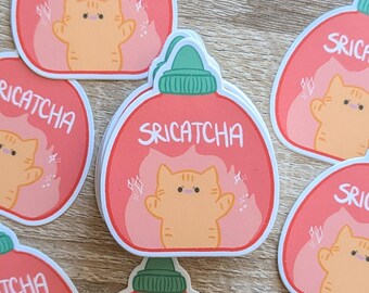 Sricatcha-klistermärke | sriracha-klistermärke - sriracha-kattklistermärke - söt sriracha-klistermärke - väderbeständig vattenflaska-klistermärke - laptop-klistermärke