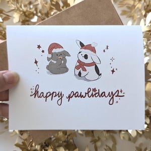 Happy Pawlidays | bunny holiday card, greeting card for bunny lovers