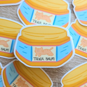 Tiger Balm Sticker | orange cat sticker cute asian sticker tiger asian art sticker Chinese medicine waterproof water bottle sticker