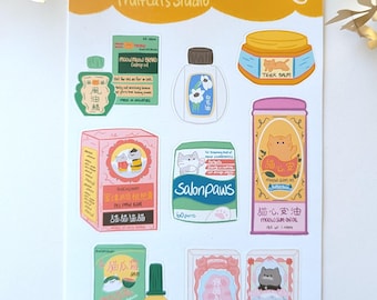 Traditional Chinese Medicine Sticker Sheet | aapi stickers, cantonese nostalgia asian american heritage month art, gift for asian parents