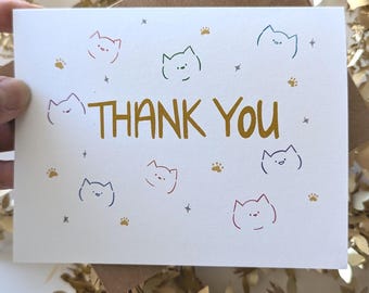 Confetti Cat Thank You Card | stationery for cat lovers, cute appreciation greeting card