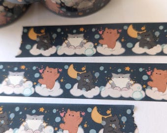 Bubble Cats Washi Tape | cute planner bullet journal bujo decorative tape whimsical cat lover gift