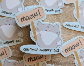 Sticker kat emotionele steun | motiverende kattensticker schattige aanmoedigingssticker ondersteunende kat waterflessticker cadeau studente