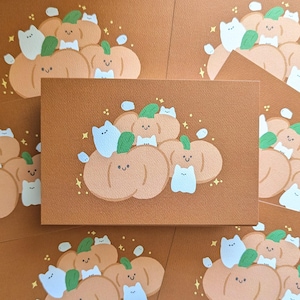 Haunted Pumpkin Patch Art Art Print 4 x 6 | whimsical ghost art print, halloween spooky cute mini print