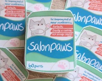 Salon Paws Cat Sticker | matte vinyl sticker - asian art - waterproof sticker - quirky cat sticker Chinese medicine - water bottle sticker