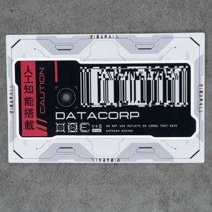 Cyberpunk Sticker, Datacorp AI Core Hardware Decal - Black, Red