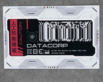 Cyberpunk sticker, Datacorp AI Core hardware sticker - Zwart, Rood