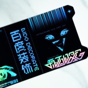 Cyberpunk Holographic Vinyl Sticker: Sci-Fi Gaming Dystopian Tech Decal, UV-Protected, Glossy/Matte