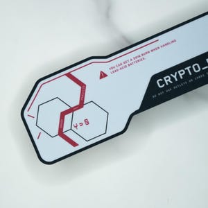 Cyberpunk Vinyl Sticker: White Crypto Pass Sci-Fi Gaming Dystopian Tech Decal, UV-Protected, Glossy/Matte