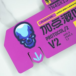 Cyberpunk Vinyl Sticker: Neon Pink, UV-Protected, Glossy/Matte Decal (3.1x5.5”)