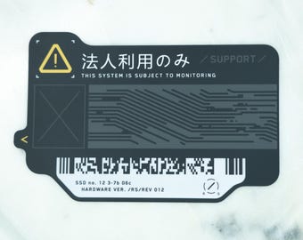 Cyberpunk Sticker, System Monitoring Tag, Kanji Mecha Panel Vinyl Decal