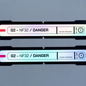 Holo Cyberpunk Sticker, G2 Danger Twin Pack, Industrial Techwear Warning Vinyl Decal image 2
