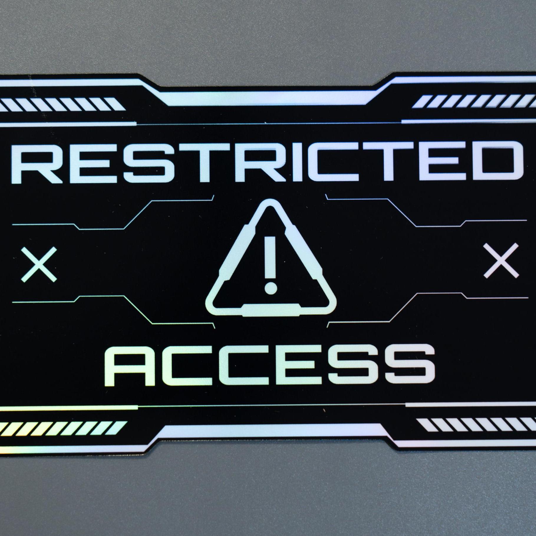 Restricted R Sticker Holo Restricted Access Cyberpunk Sticker, Security Warning Decal for ...