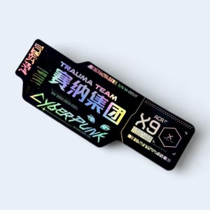 Trauma Team Cyberpunk Vinyl Sticker: Holographic Sci-Fi Gaming Dystopian Tech Decal, UV-Protected, Glossy/Matte