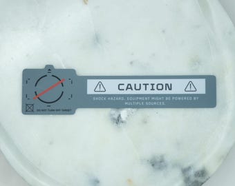 Cyberpunk sticker, grijze waarschuwingsstrip voor elektrische schokken (2 stuks)