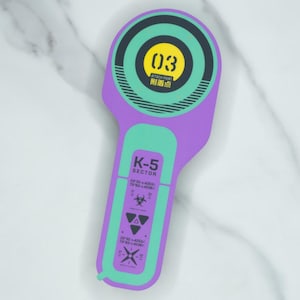 Neon K-5 Sector Scanner Vinyl Sticker: Cyberpunk Sci-Fi Gaming Dystopian Tech Decal