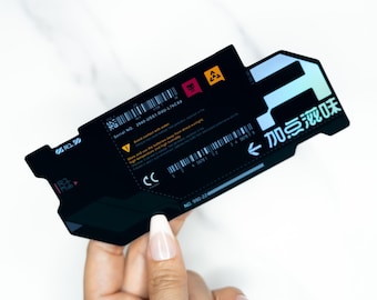 Holographic Cyberpunk Warning Sticker: Sci-Fi Dystopian Tech Decal (2.5x5.5")